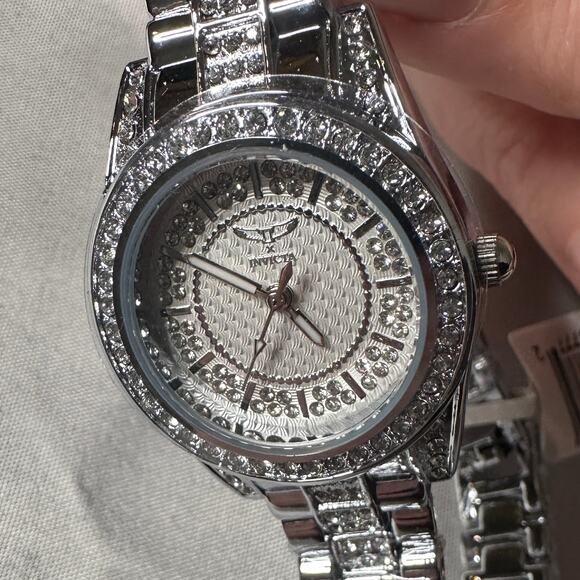 Silver Bracelet Invicta Wildflower Glam Rhinestone Jewelry Watch NWT - Picture 6 of 12